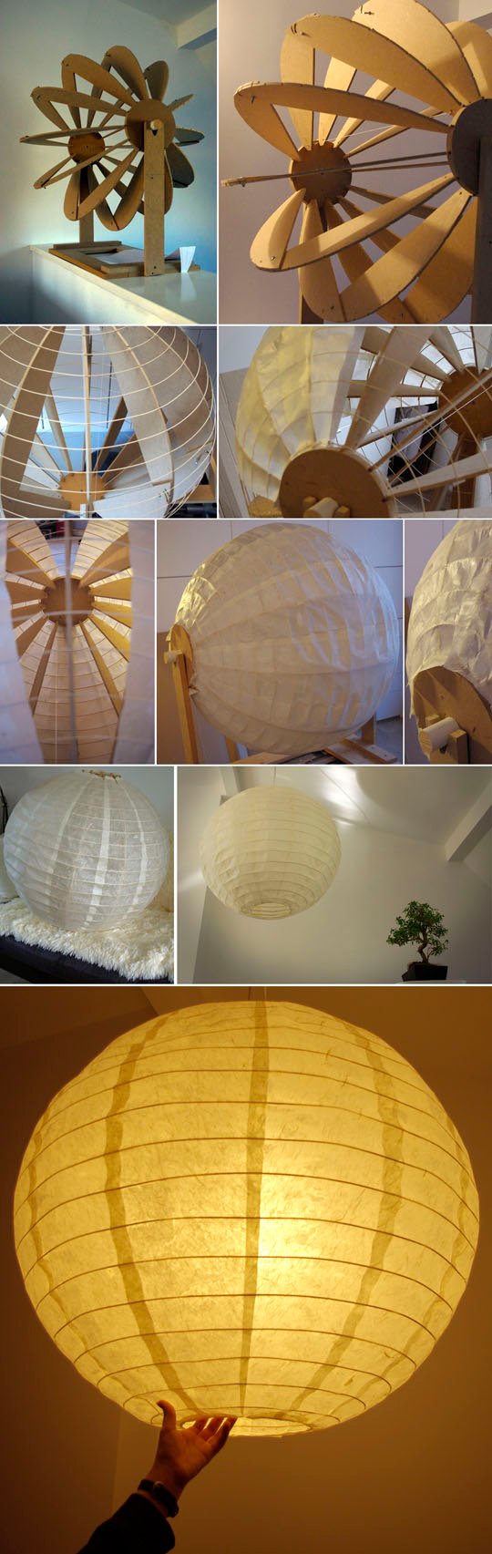 Lampe en papier fabriquée par Cali et Chex en s'inspirant de Noguchi, mar 2012 Lampe en papier fabriquée par Cali et Chex en s'inspirant de Noguchi