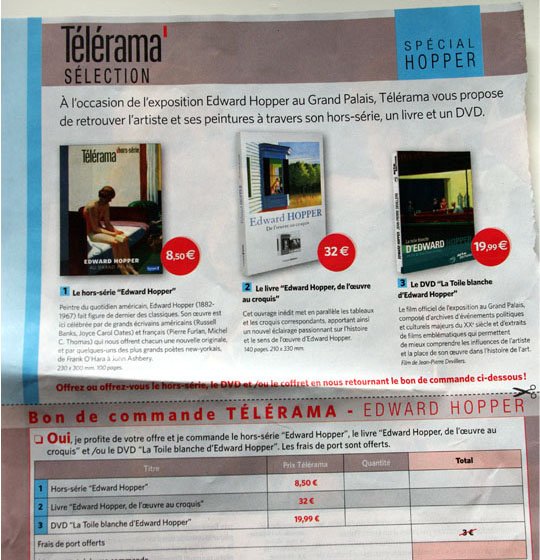 Télérama 2012 - couverture de Hopper, oct 2012 Télérama 2012 - couverture de Hopper