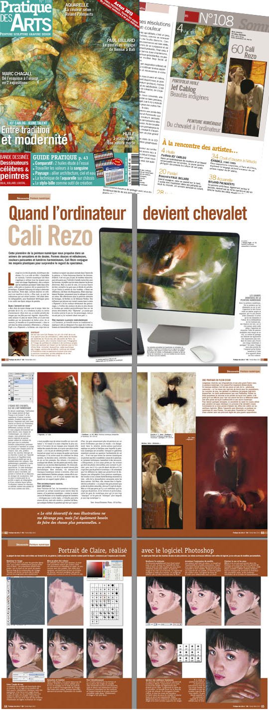 magazine pratique des arts de janvier 2013, N°108, cali rezo et la peinture numerique, jan 2013 magazine pratique des arts de janvier 2013, N°108, cali rezo et la peinture numerique