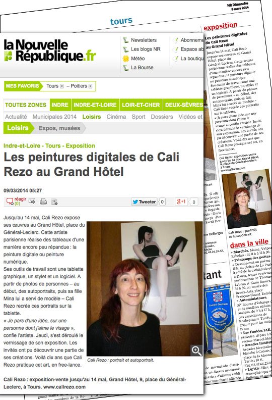 Article Cali Rezo exposition Tours - Nouvelle République - 2014, mar 2014 Article Cali Rezo exposition Tours - Nouvelle République - 2014