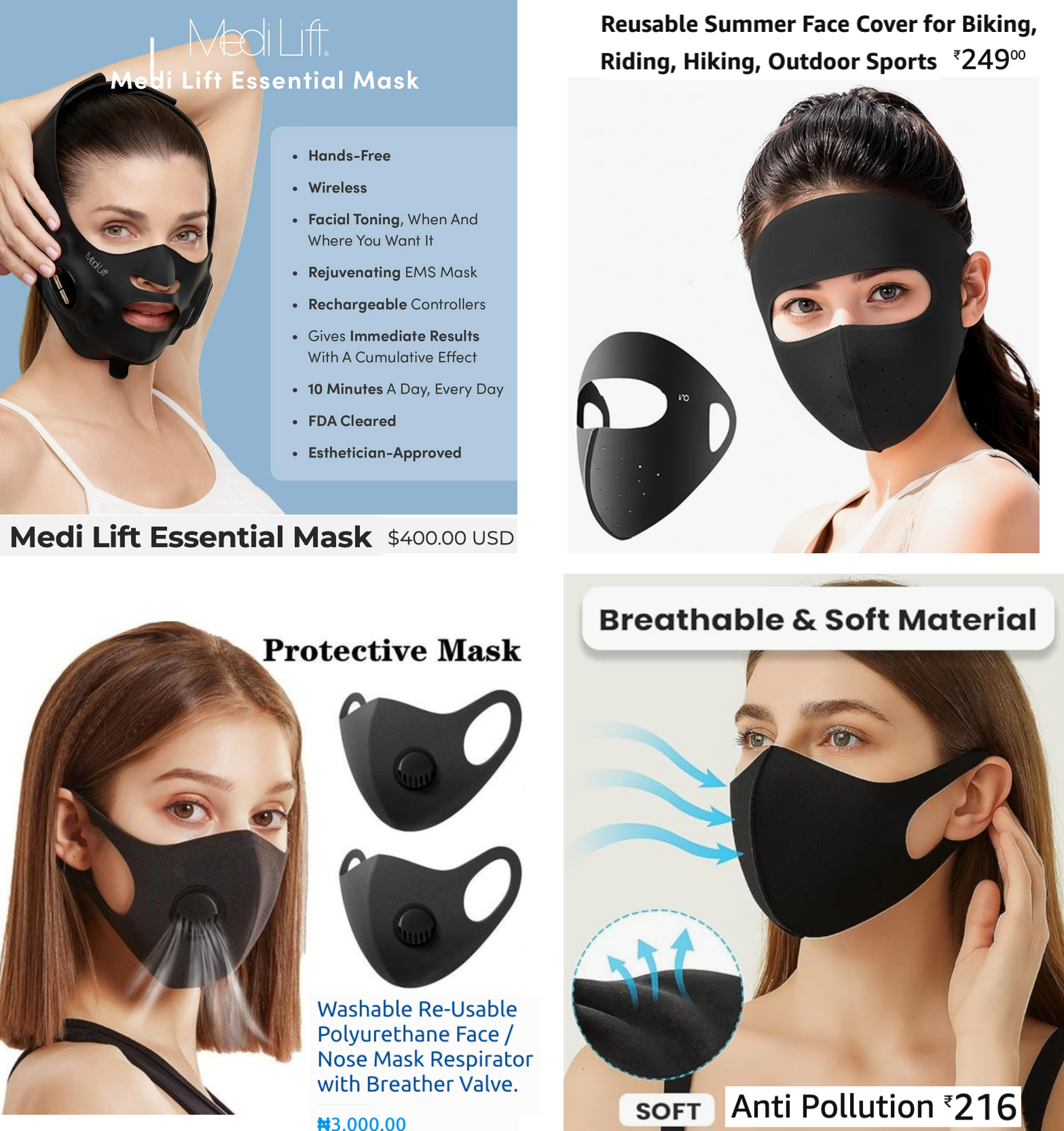 publicités pour des masques