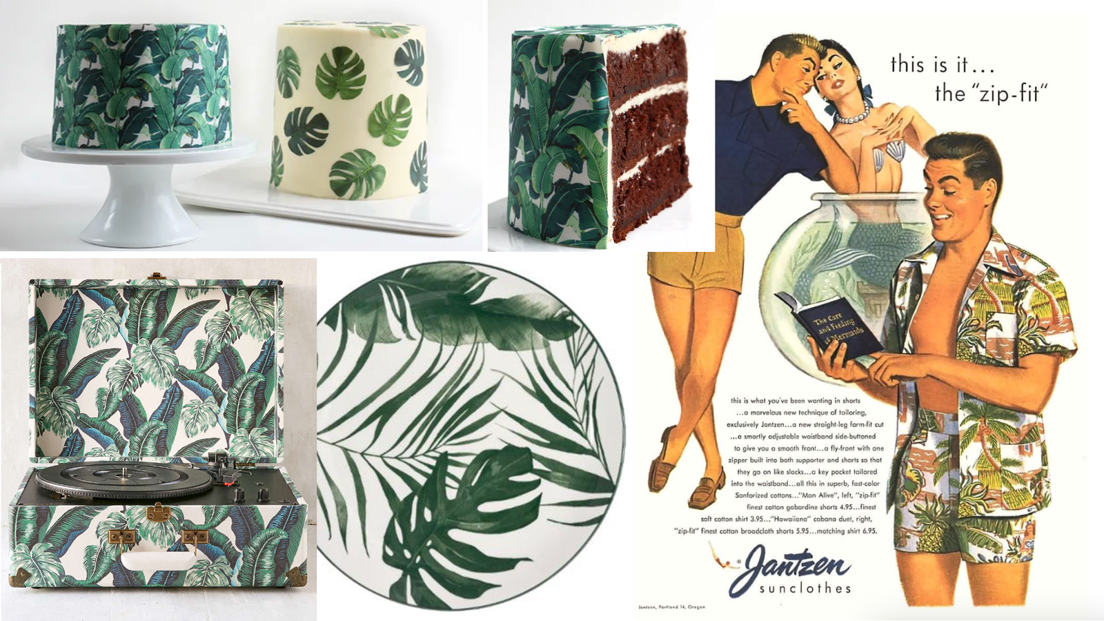 motif tropical sur objets variés