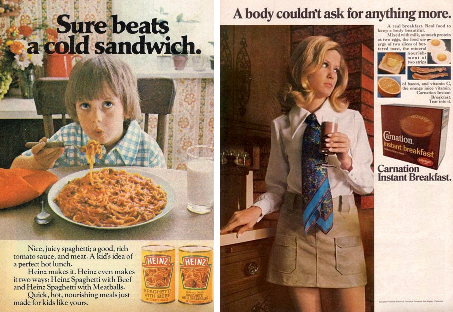 publicité pour des aliments avec des modèles pas trop à ce qu'ils font