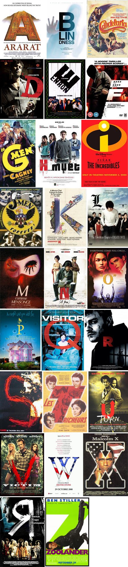Affiches de cinéma - alphabet