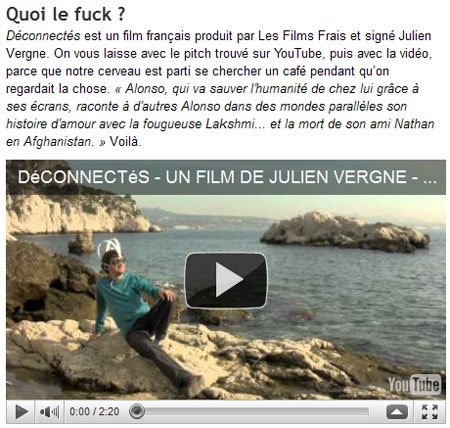 Déconnectés, film de Julien Vergne 2011, avr 2011 Déconnectés, film de Julien Vergne 2011